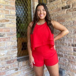 The Impeccable Pig Red Halter Romper